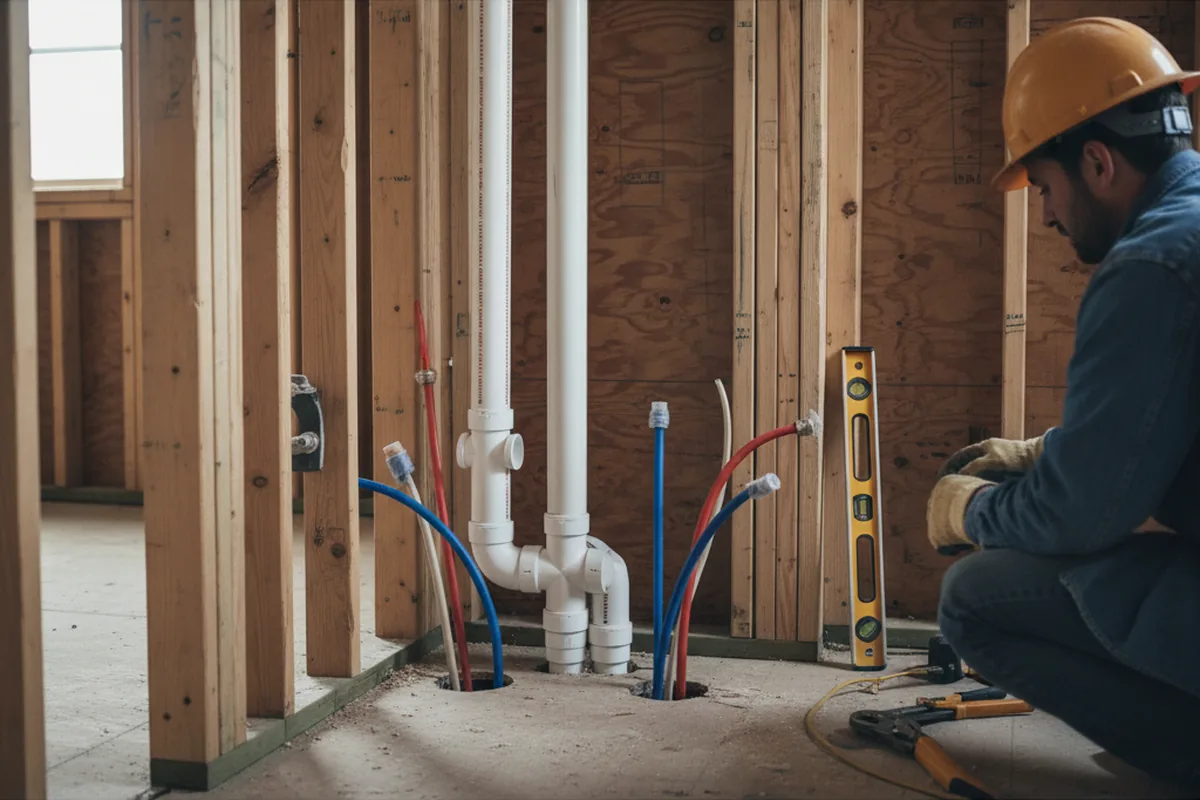 Drain and supply rough-in during Garbage Disposal Repair in Waban