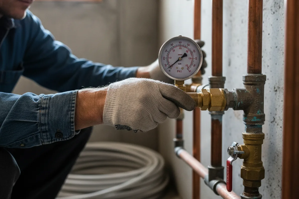 Pressure testing a repaired line during Water Line Repair in Waban